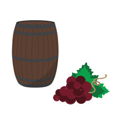 Wine barrel and grapes