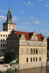 building of the city of Prague near the Vltava river