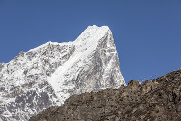 View of the Tabuche peak from the village of Dingboche in the valley Chhukhung - Nepal, Himalayas