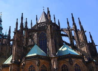 Obraz premium Gothic spiers of Saint Vitus Cathedral in prague
