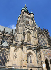 Fototapeta na wymiar facade of the Gothic cathedral of Saint Vitus in Prague in Czech