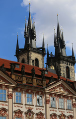 Fototapeta na wymiar Church of Our Lady Tyn from Old Town Square in Prague