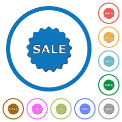 Sale badge icons with shadows and outlines