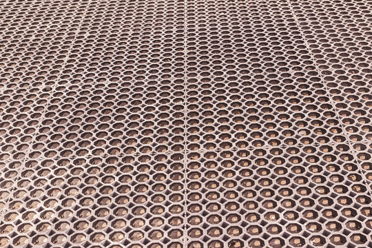 Plastic drainage cells on roof top background