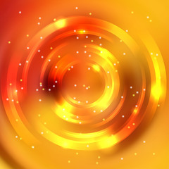 Abstract colorful background, Shining circle tunnel. Elegant modern geometric wallpaper. Vector illustration. Yellow, orange colors.