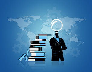 Businessman searching for idea, on white background