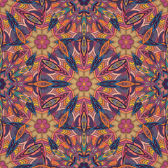 Ornate floral seamless texture, endless pattern with vintage mandala elements.