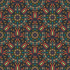 Ornate floral seamless texture, endless pattern with vintage mandala elements.