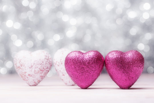 Valentines hearts over white abstract background