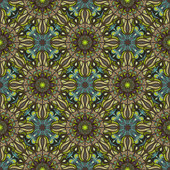 Ornate floral seamless texture, endless pattern with vintage mandala elements.