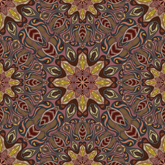 Ornate floral seamless texture, endless pattern with vintage mandala elements.