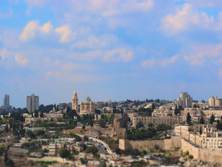 To see Dormition abbey on Mount Zion from Mount of Olives,Jerusalem.
