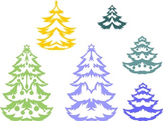 Christmas trees silhouette