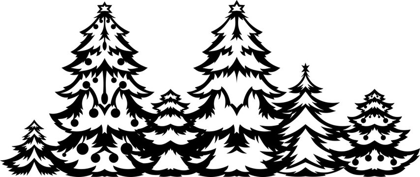 Christmas trees silhouette