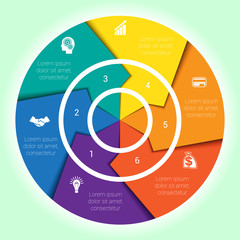 Template cyclic diagramme for Infographic six position