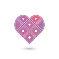 Heart geometric sign. Fashion graphic design.Vector illustration. Background design. Optical illusion 3D. Modern stylish abstract Abstract Valentine's Day love concept. For wrapping and decoration