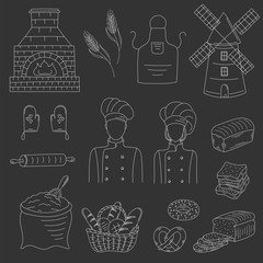 Bakery collection with bakers , doodle style vector illustration © Shorena Tedliashvili