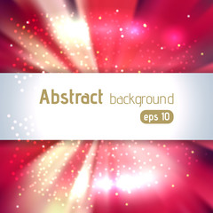 Background with colorful light rays. Abstract background. Vector illustration. Red, white, yellow colors.
