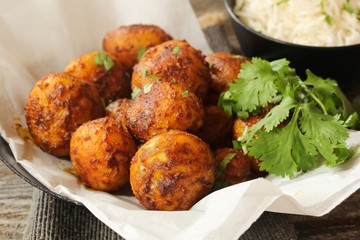 Bombay potatoes - popular indian side dish, selective focus