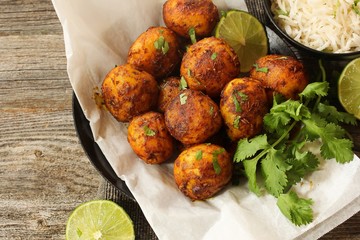 Bombay potatoes - popular indian side dish, selective focus
