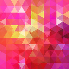 Abstract background consisting of pink, red, purple, yellow triangles. Geometric design for business presentations or web template banner flyer. Vector illustration