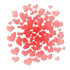 Valentines day illustration background. Happy Valentine. Texture. Lettering logo, calligraphy with many hearts. Template card label poster emblem, stamp graphics label. Hand drawn phrase. 3D