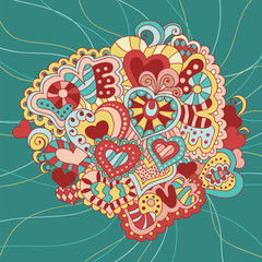 Valentine's Day greeting card ornament. Colorful abstract illustration design element. Eps10 vector illustration.