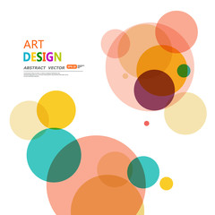 Abstract composition. Minimalistic fashion backdrop design. Colored circle figure icon. Orange, yellow, blue sphere font texture. Creative white banner. Bubbles connection flyer fiber. Vector art.