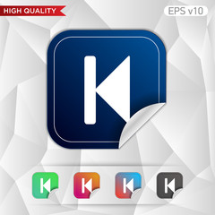Colored icon or button of backward symbol with background