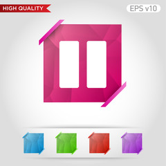 colored icon or button of pause symbol with background