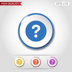 colored icon or button of question symbol with background