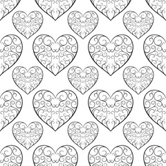 The pattern of the beautiful openwork hearts on a white backgrou