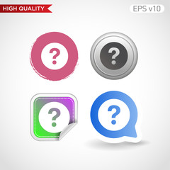 colored icon or button of question symbol with background