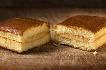 Sponge cake with fruit cream