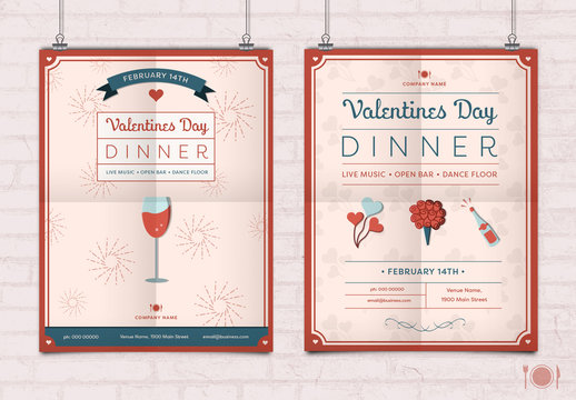 Valentine's Day Restaurant Poster Layout 1