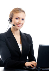 support phone operator in headset, isolated