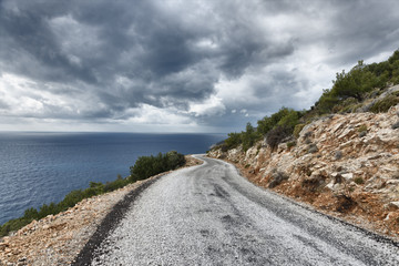 The empty coastline road