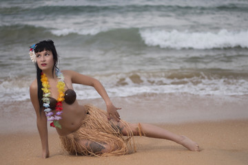 Hula themed pinup girl