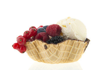 Cup vanilla ice with fruit