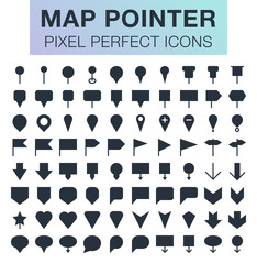 Fototapeta premium Set of pixel perfect map pointer icons for mobile apps and web design. 