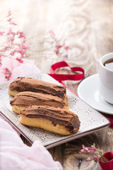 Eclairs (dessert) for valentines day