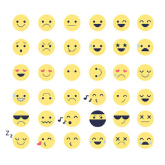 Set Emoji icons for applications and chat. Emoticons with different emotions isolated on white background.