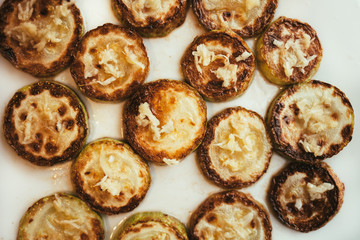 Fried zucchini with garlic
