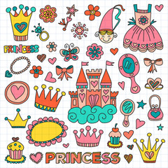 My little princess Hand drawn doodle elements