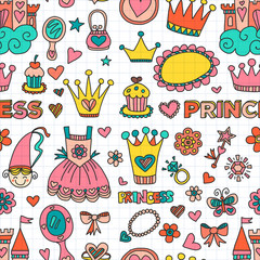 Fototapeta premium My little princess Hand drawn doodle elements
