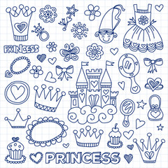 My little princess Hand drawn doodle elements