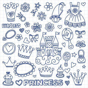 My Little Princess Hand Drawn Doodle Elements