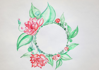Beautiful watercolor picture with flowers