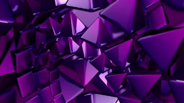 3D Glossy Pink & Purple Pyramids Spinning Background 