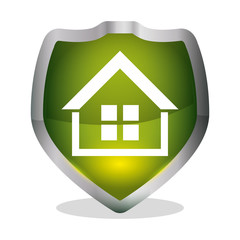 green home security shield badge vector illustration eps 10